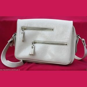 Vintage Bonnie International Zipper Faux Leather Handbag Purse Shoulder Bag 70s